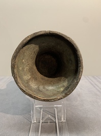 Two Chinese archaistic bronze vases with relief design, Ming