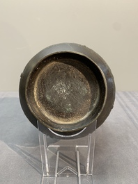 Two Chinese archaistic bronze vases with relief design, Ming