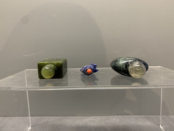 A collection of 13 Chinese precious stone snuff bottles, Guangxu mark, 19/20th C.