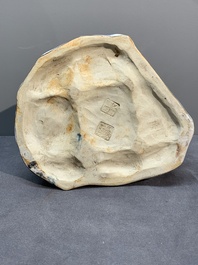 A Chinese Shiwan flamb&eacute; group of two rabbits, Cao Wenxuan 曹文選 and Jing De Zhen Zhi 景德鎮制 seal marks, 1st half 20th C.