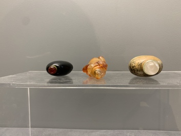 A collection of 13 Chinese precious stone snuff bottles, Guangxu mark, 19/20th C.