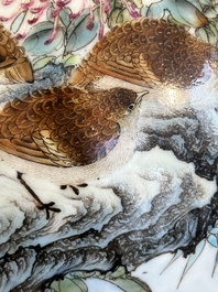 A Chinese famille rose 'quails' 'hu' vase, signed Xiong Mengting 熊夢亭, dated 1969