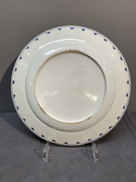A Chinese blue and white 'arbour' dish after Cornelis Pronk, Qianlong
