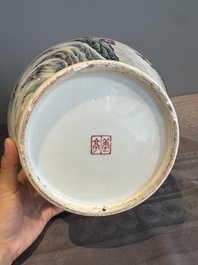 A Chinese famille rose 'quails' 'hu' vase, signed Xiong Mengting 熊夢亭, dated 1969