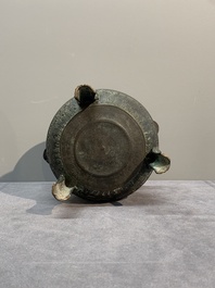 Two Chinese archaistic bronze censers, one with cover, 'ding 鼎', Song/Yuan