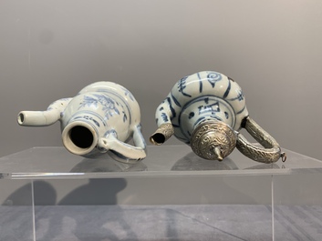 Two Chinese blue and white bowls, two jarlets and two ewers, Ming
