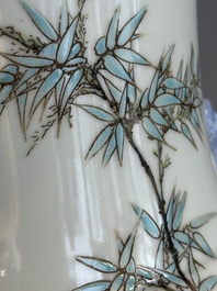 A Chinese famille rose 'quails' 'hu' vase, signed Xiong Mengting 熊夢亭, dated 1969