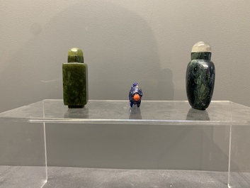 A collection of 13 Chinese precious stone snuff bottles, Guangxu mark, 19/20th C.