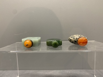 A collection of 13 Chinese precious stone snuff bottles, Guangxu mark, 19/20th C.