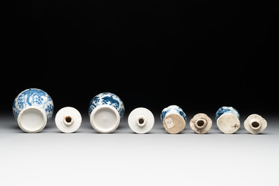 A varied collection of 13 Chinese blue and white wares, Kangxi/Qianlong