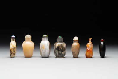 A collection of 13 Chinese precious stone snuff bottles, Guangxu mark, 19/20th C.