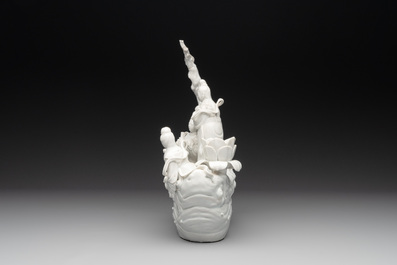 A Chinese Dehua blanc de Chine group of female immortals on a boat, Republic