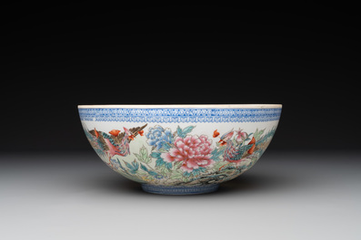 A varied collection of eight Chinese famille rose eggshell bowls, Jingdezhen mark, 20th C.