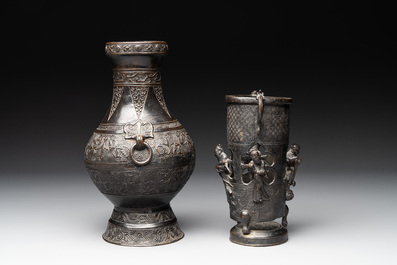 A collection of six Chinese bronze wares, Yuan and later