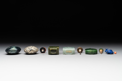 A collection of 13 Chinese precious stone snuff bottles, Guangxu mark, 19/20th C.