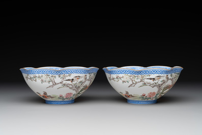 A varied collection of eight Chinese famille rose eggshell bowls, Jingdezhen mark, 20th C.