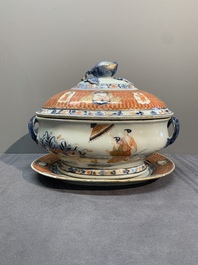 A Chinese Imari-style 'Parasol Ladies' tureen and stand after Cornelis Pronk, Qianlong, ca. 1740