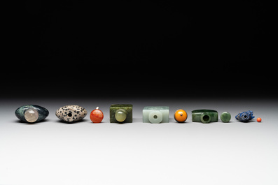 A collection of 13 Chinese precious stone snuff bottles, Guangxu mark, 19/20th C.