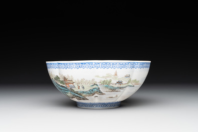 A varied collection of eight Chinese famille rose eggshell bowls, Jingdezhen mark, 20th C.