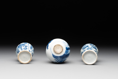 A varied collection of 13 Chinese blue and white wares, Kangxi/Qianlong