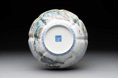 A varied collection of eight Chinese famille rose eggshell bowls, Jingdezhen mark, 20th C.