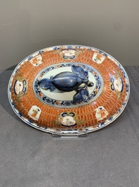 A Chinese Imari-style 'Parasol Ladies' tureen and stand after Cornelis Pronk, Qianlong, ca. 1740