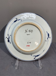 Two Chinese blue and white 'floral' plates with Johanneum Marks, ex-collection of August the Strong, Kangxi/Yongzheng