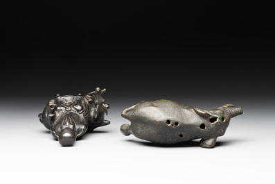 A collection of six Chinese bronze wares, Yuan and later