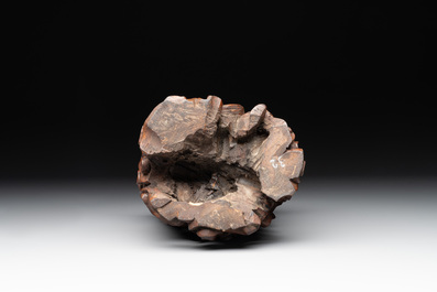 A Chinese carved wooden 'Fu Lu Shou' group, 19/20th C.