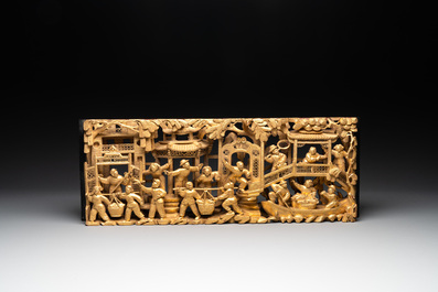 Two fine Chinese Cultural Revolution gilt wooden carvings, 1966-1976