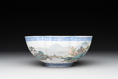 A varied collection of eight Chinese famille rose eggshell bowls, Jingdezhen mark, 20th C.