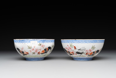 A varied collection of eight Chinese famille rose eggshell bowls, Jingdezhen mark, 20th C.