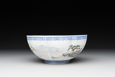 A varied collection of eight Chinese famille rose eggshell bowls, Jingdezhen mark, 20th C.