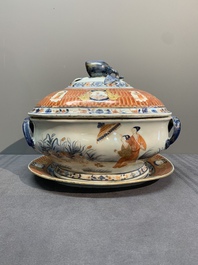 A Chinese Imari-style 'Parasol Ladies' tureen and stand after Cornelis Pronk, Qianlong, ca. 1740