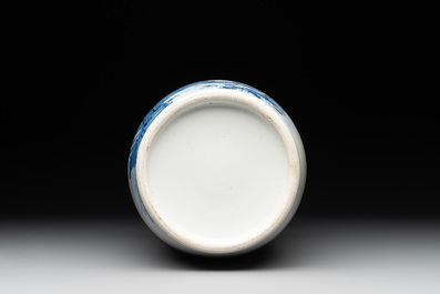 A Chinese blue and white vase with birds among flowering branches, 19th C.