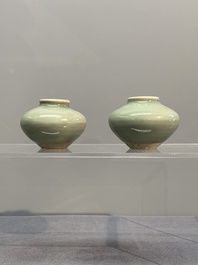 Six Chinese Longquan celadon jarlets, Yuan/Ming