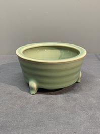 A Chinese Longquan celadon tripod 'trigrams' censer, Song