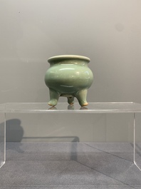 A Chinese Longquan celadon tripod censer, Song