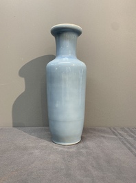 Three Chinese turquoise-glazed covered vases and a lavender-blue-glazed vase, Kangxi mark, 19/20th C.