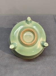 A Chinese Longquan celadon tripod 'trigrams' censer, Song