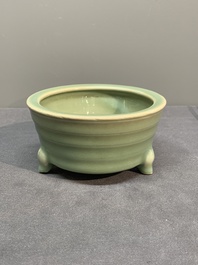 A Chinese Longquan celadon tripod 'trigrams' censer, Song