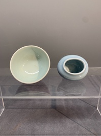 Three Chinese monochrome wares, Qianlong mark, Ming and later