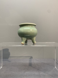 A Chinese Longquan celadon tripod censer, Song