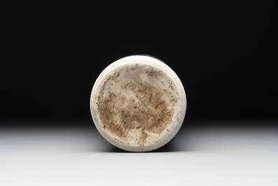 A fine Chinese blue and white sleeve vase with narrative design, Transitional period