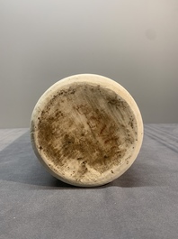 A fine Chinese blue and white sleeve vase with narrative design, Transitional period