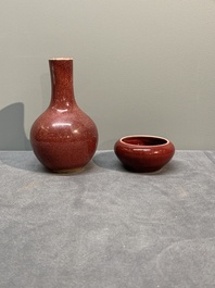 A collection of six Chinese copper-red-glazed and flamb&eacute;-glazed wares, 19/20th C.