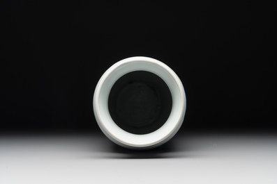 A fine Chinese blue and white sleeve vase with narrative design, Transitional period