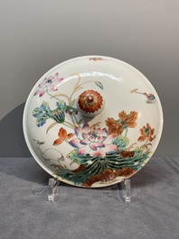 A Chinese famille rose 'heron and lotus' tureen and cover, Qianlong