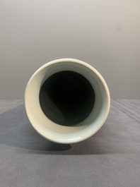 A fine Chinese blue and white sleeve vase with narrative design, Transitional period