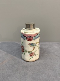 A Chinese famille rose tea caddy, two covered milk jugs and three vases, Yongzheng/Qianlong